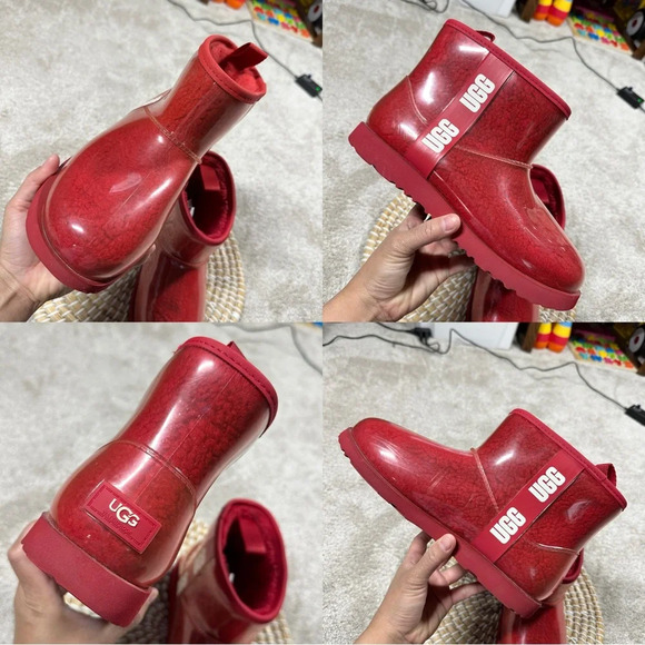 UGG Women’s Classic Samba Ribbon Red Mini Clear Waterproof Boots Size 6 - Picture 16 of 16
